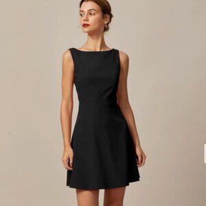 RIHOAS Classic Boatneck Black Mini Dress LBD XS